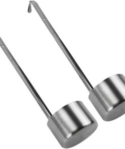 2Pcs 50ml Stainless Steel Wine Dipper Ladle Long Handle Flat Bottom Wine Ladle Measuring Scoop Dipper Spoon with Hook for Scooping Wine Beer Sauce Oil Kitchen Gadgets, Silver