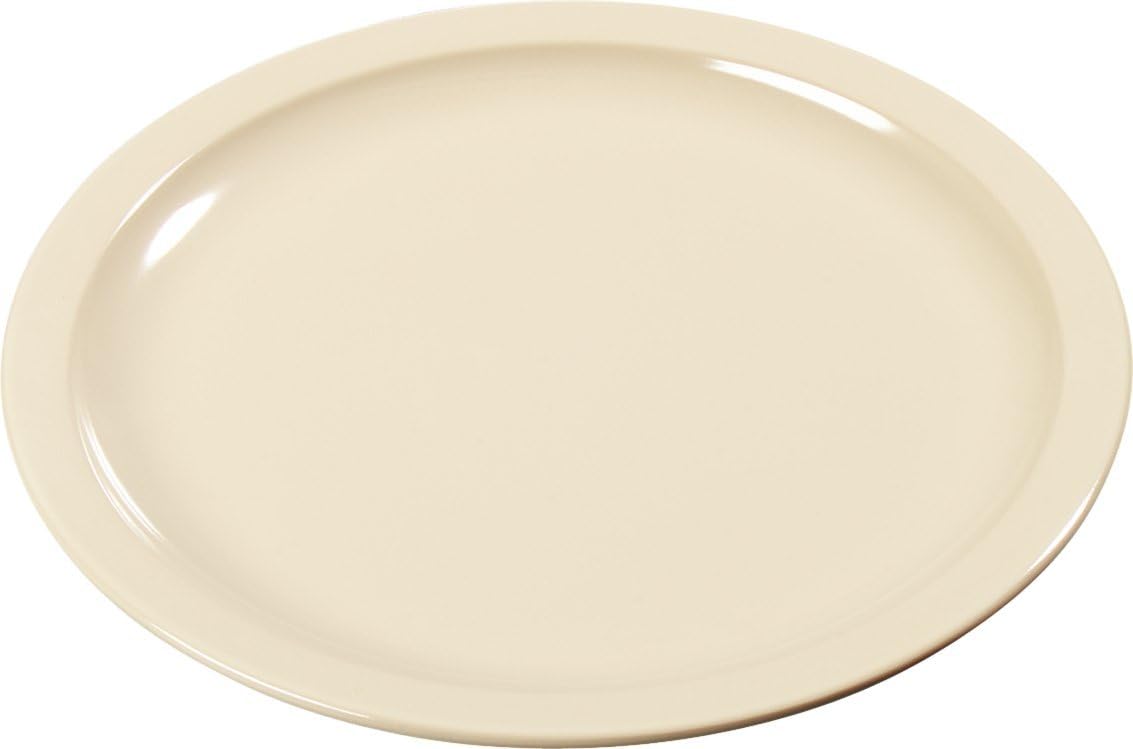Reusable Plastic Plate Dessert Plate for Home and Restaurant, Melamine, 6.5 Inches, Tan