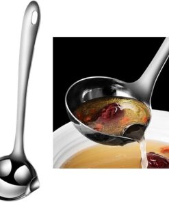 Oil Separating Stainless Steel Soup Ladle/Grease Trap Long Spoon/Fat Separator Serving Spoon/Healthy Lifestyle/Kitchen Accessory