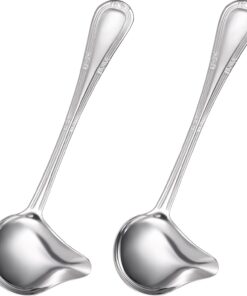 2 Pieces Small Ladle Gravy Ladle Drizzle Spoon 1 Ounce Stainless Steel Saucier Sauce Soup Spoon for Spooning Gravies and Sauces