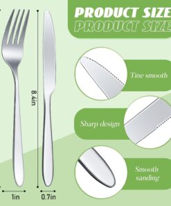 Alternative view of 50 Pieces Stainless Steel Forks Silverware Set Dinner Forks and Knives Flatware Tableware Cutlery Set for Kitchen Restaurant(7.1 x 1 Inch, 8.4 x 0.7 Inch,Silver)
