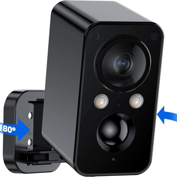 Wireless Outdoor Battery Security Camera with 180° Horizontal View, Color Night Vision and Motion Detection