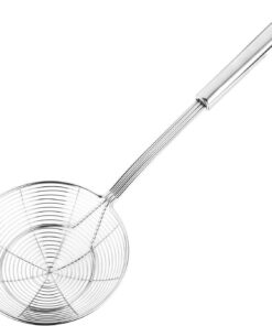 Solid Stainless Steel Spider Strainer Skimmer Ladle, Kitchen Utensils Wire Strainer Pasta Spoon, 7 Inch
