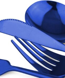 Alternative view of 24-Piece Flatware Set, 18/0 Stainless Steel Knife Fork Spoon Teaspoon Silverware Set, Service for 6, MIrror Blue