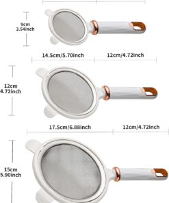 Alternative view of Fine Mesh Strainer Set, 3.54"/4.72"/5.9" 304 Stainless Steel Skimmer Spoon Sieves with Handles for Kitchen Baking Oil Filter Flour Sifter Foam - White
