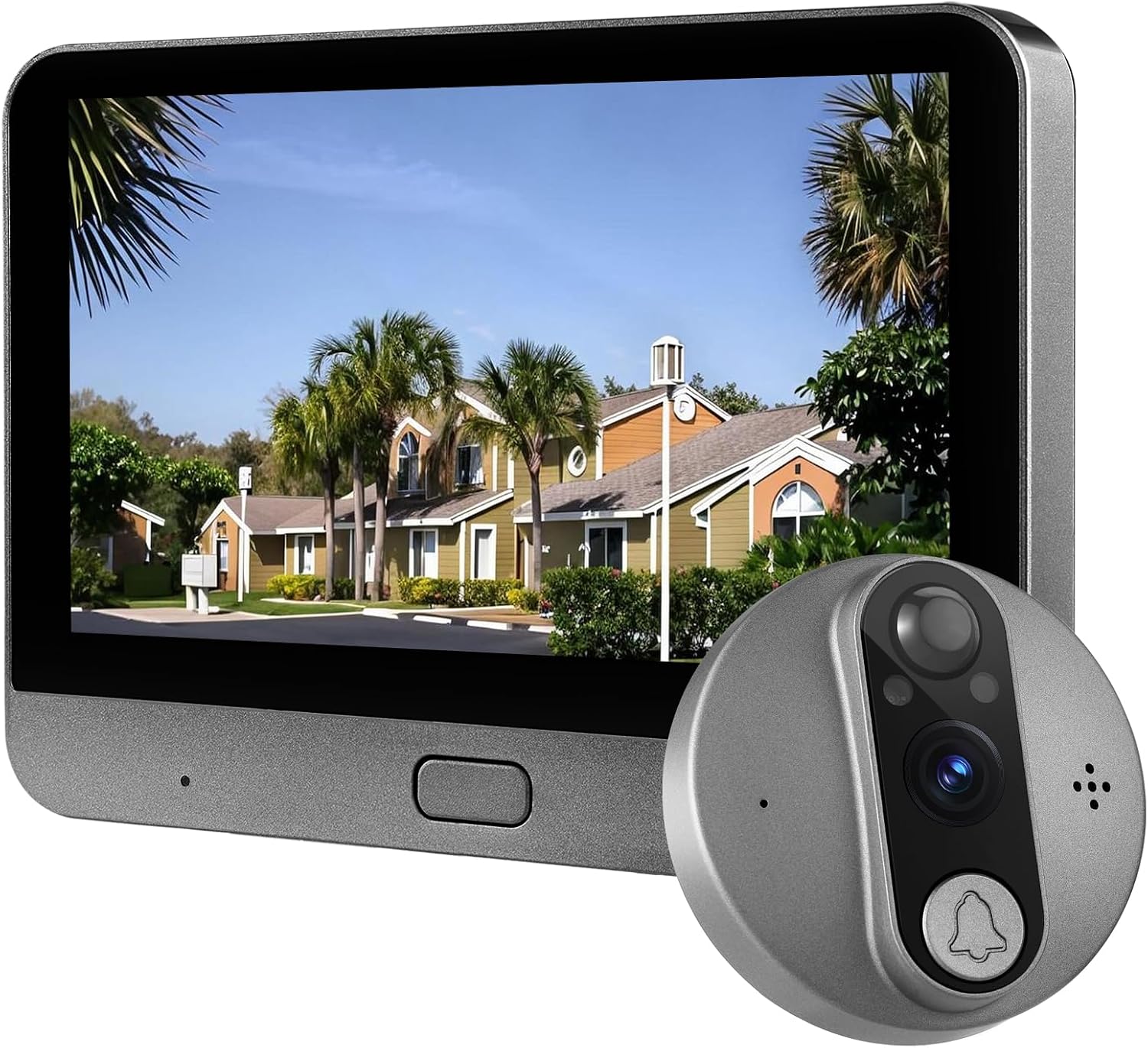 Peephole Camera for Apartment Front Door with Doorbell and Monitor