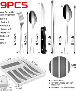 Alternative view of 49-Piece Stainless Steel Silverware Set with Cutlery Organizer, Service for 8 with Steak Knives and Kitchen Utensils