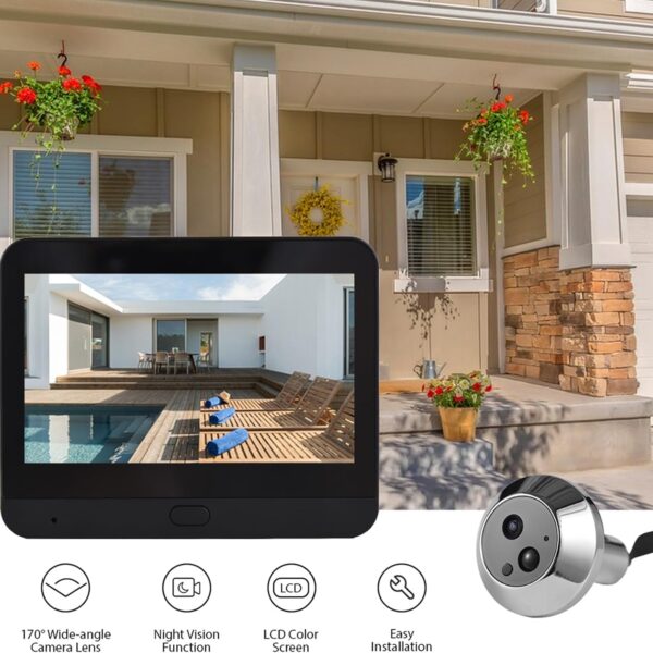 Alternative view of Smart WiFi Peephole Video Doorbell Camera with 4.3" Display, Motion Detection, Night Vision and Rechargeable Battery