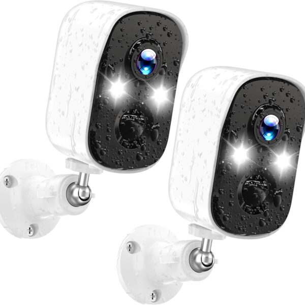 4MP Wireless Outdoor Security Cameras with Color Night Vision, 2-Pack