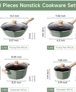 Alternative view of Pots and Pans Set Non Stick, 8 Pieces Induction Cookware, Octagon Nonstick Kitchen Cookware Sets with Frying Pans/Casserole/Saucepan(PFOS, PFOA Free)