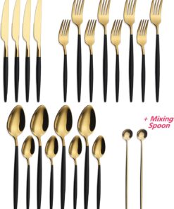 Alternative view of 20 Piece Luxury Silverware Set for 4 Gold Top & Black Handle Mirror-Polished 18/10 Stainless Steel Heavy Flatware Set Modern Cutlery Set Knife/Fork/Spoon with Gifts for Home & Hotel