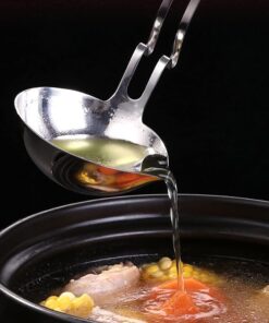 Fat Separator Spoon, 316 Stainless Steel Fat Separator - 13.4" Long Handle soup ladle & filter scoop, oil separator for cooking with Pot-Side Hanging, stainless steel ladle, Kitchen