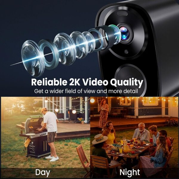 Alternative view of Enhanced 2K UHD Wireless Outdoor Security Cameras with Cloud and SD Storage, Dual-Band WiFi, Full-Color Night Vision, 6-Month Battery, Motion Alerts, IP66 Weatherproof and Two-Way Talk