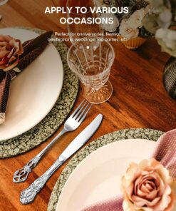 Alternative view of 30 Pcs Gorgeous Retro Royal Silverware Set, Stainless Steel Cutlery Flatware Set for 6, Include Forks Spoons and Knives set, Dishwasher Safe Utensils Set, Mirror Polished