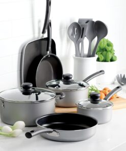 Alternative view of 15-Piece Non Stick Cookware Set with Lids and Utensils, Aluminum Nonstick Pots and Pans Kitchen Set (Silver)