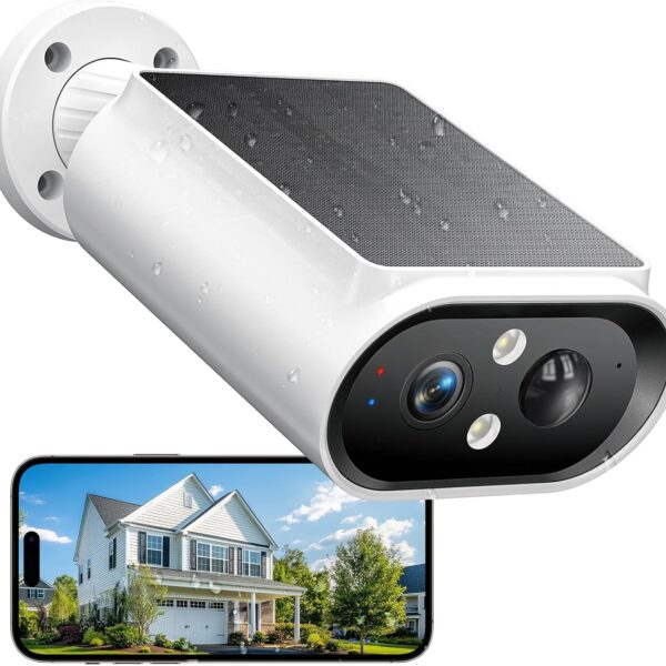 2K Solar Wireless Outdoor Security Cameras with Color Night Vision, AI Motion Detection, 360° View, Spotlight, Two-Way Audio, Siren, IP67 Waterproof and SD/Cloud Storage