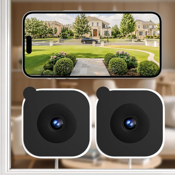 2K No-Drill Window Security Camera, WiFi Window Camera for Home Security, 2-Pack