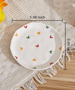 Alternative view of Ceramic Dessert Plates, Cute Fruits Dinner Plate, Creative Plates Design, Printed Flowers Dinnerware for Office and Home, Kitchen Plates for Desserts (Colorful Little Hearts)
