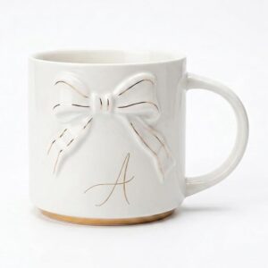 Personalised Bow Design Ceramic Mug with Initial